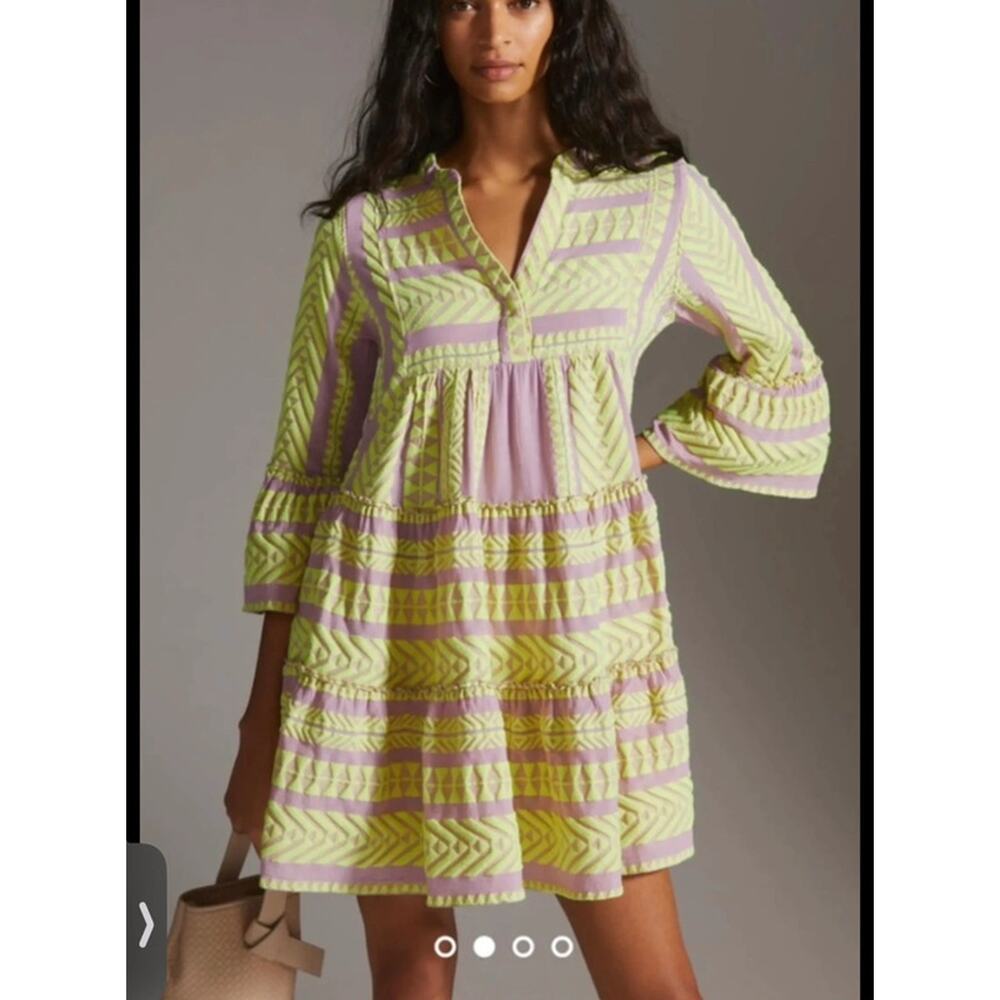 Devotion Twins for Anthropologie - Ella Embroidered dress lime/lilac